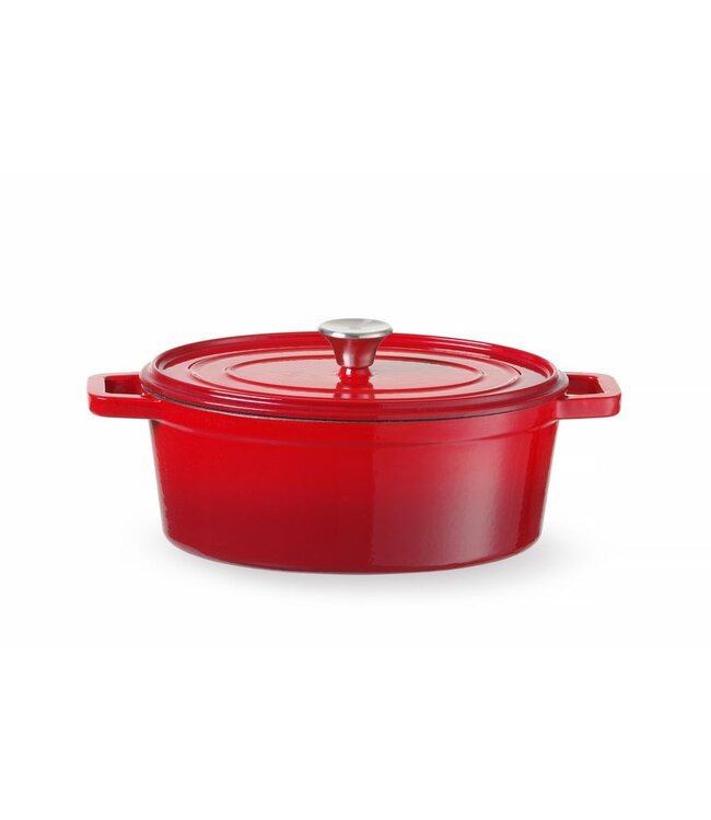 HENDI Braadpan geëmailleerd gietijzer, HENDI, 4,4L, Rood, 365x290x(H)115mm