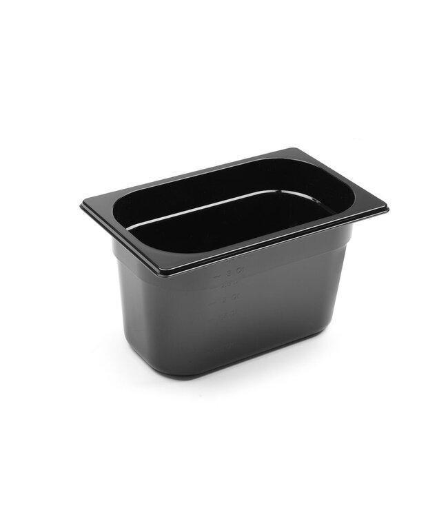 HENDI Container GN 1/4 zwart polycarbonaat, HENDI, Profi Line, GN 1/4, 4L, Zwart, 265x162x(H)150mm