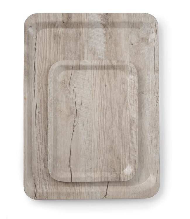 HENDI Dienblad van melamine met hout bedrukking, HENDI, Hout licht, 240x340mm