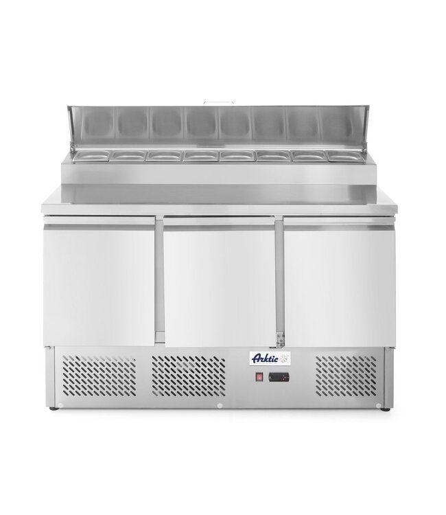 Arktic Saladette met 3 deuren en verhoogde GN vitrine 380L, Arktic, 230V/310W, 1365x702x(H)1265mm