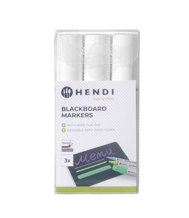 HENDI Krijtstiften 15 mm, HENDI, 3 witte stiften