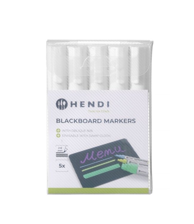 HENDI Krijtstiften 6 mm, HENDI, 5 witte stiften