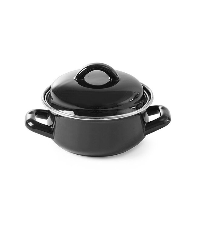 HENDI Soep- sauspannetje - met deksel, HENDI, zwart, 0,65L, ø135x(H)110mm