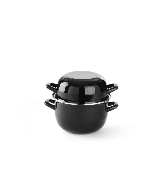 HENDI Mosselpan geëmailleerd - met deksel, HENDI, 2,5L, ø200x(H)180mm