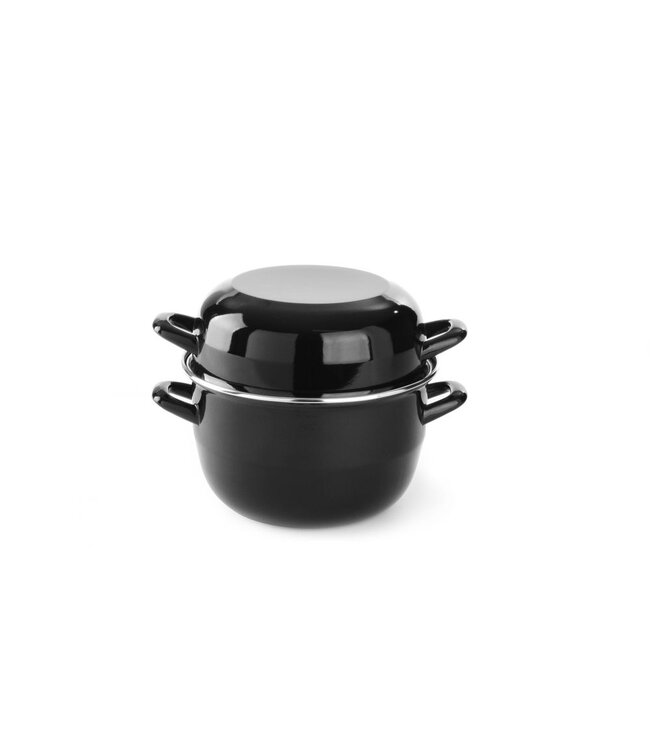 HENDI Mosselpan geëmailleerd - met deksel, HENDI, 3,5L, ø220x(H)195mm
