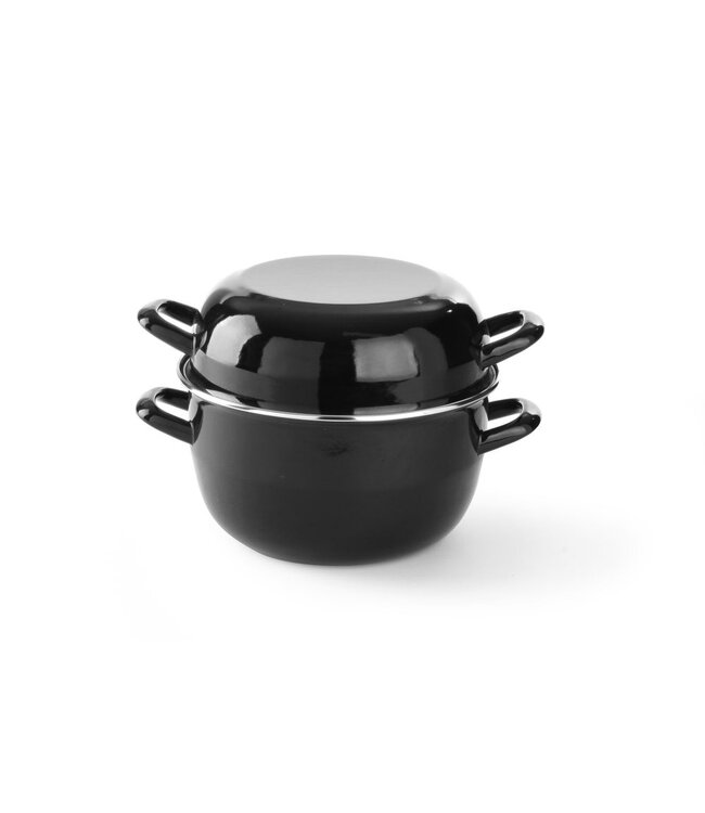 HENDI Mosselpan geëmailleerd - met deksel, HENDI, 5L, ø260x(H)210mm