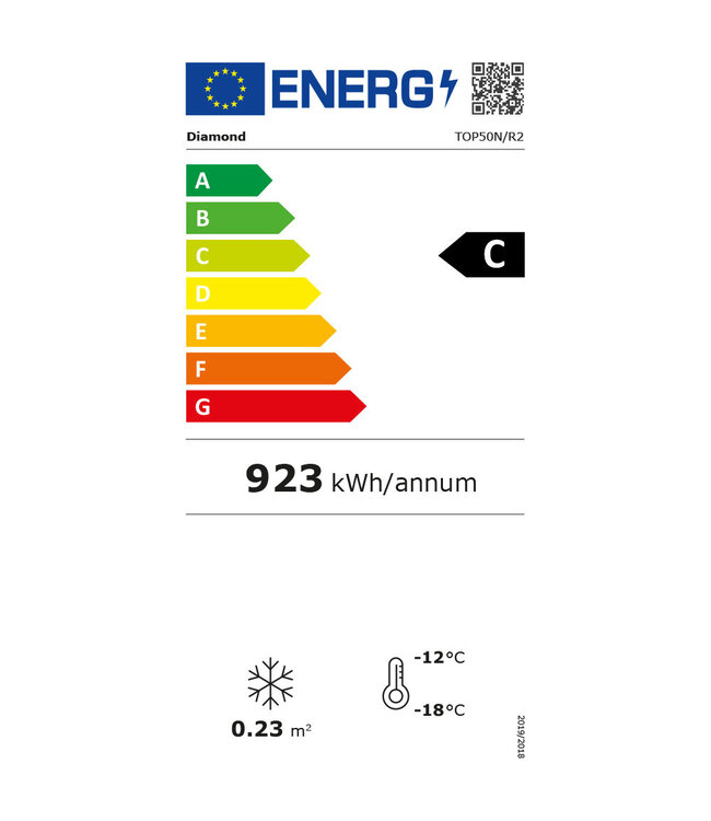 Diamond Vitrine tafelmodel negatieve T°, 50 liter, zonder lichtbak