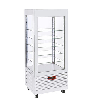 Diamond Vitrine 4 zijden T° positief, 5 niveaus in glas, geventileerd, 480 Lit., WIT