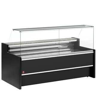 Diamond Geventileerde gekoelde vitrinetoonbank- met recht frontglas 90° met reserve - ZWART