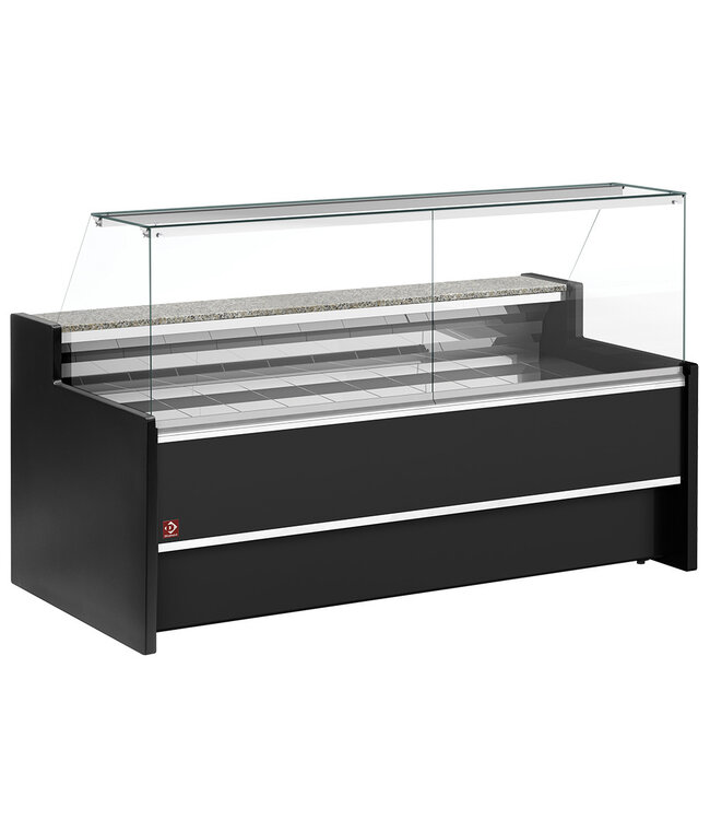 Diamond Geventileerde gekoelde vitrinetoonbank- met recht frontglas 90° met reserve - ZWART