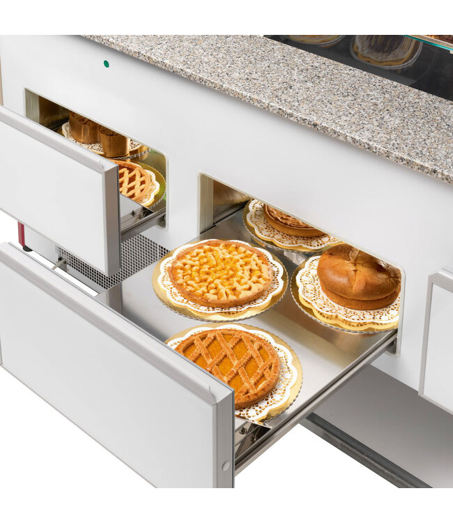 Diamond Gekoelde vitrinetoonbank, statisch, ladensysteem, zonder reserve - ZWART