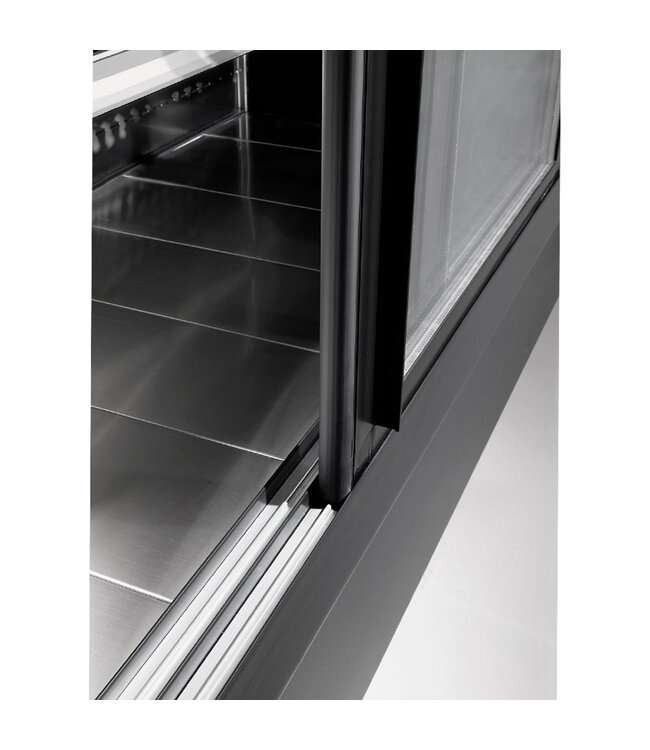 Diamond Gekoeld wandmeubel, geventileerd met glazen schuifdeuren - ZWART