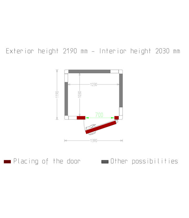 Diamond Kamer ISO 80, afm. int. 1430 x 1030 xh 2030 mm (2,99 m³)