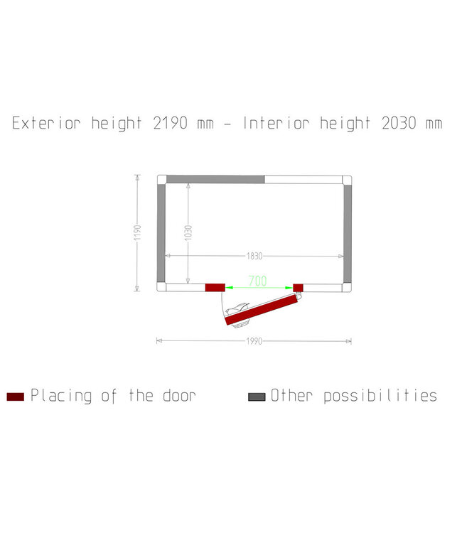 Diamond Kamer ISO 80, afm. int. 1830 x 1030 xh 2030 mm (3,83 m³)