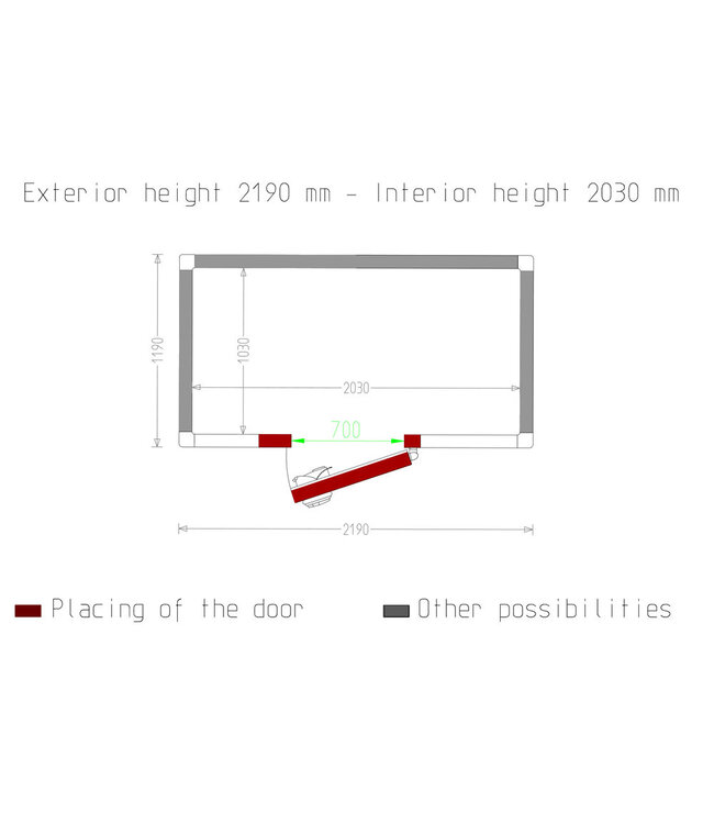 Diamond Kamer ISO 80, afm. int. 2030 x 1030 xh 2030 mm (4,24 m³)