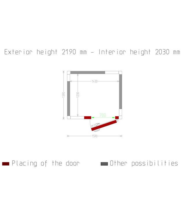 Diamond Kamer ISO 80, afm. int. 1430 x 1230 xh 2030 mm (3,57 m³)