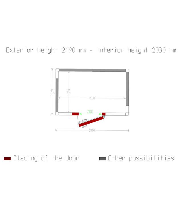 Diamond Kamer ISO 80, afm. int. 2030 x 1230 xh 2030 mm (5,07 m³)