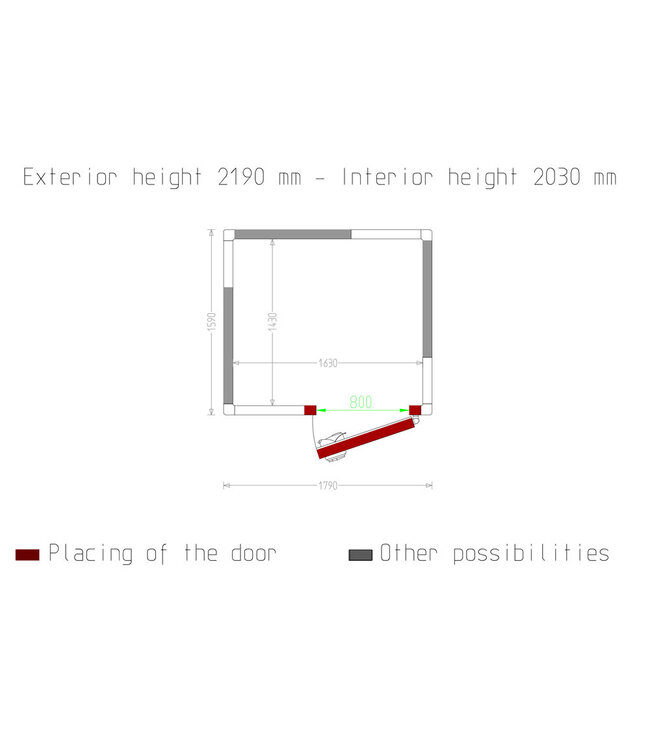 Diamond Kamer ISO 80, afm. int. 1630 x 1430 xh 2030 mm (4,73 m³)