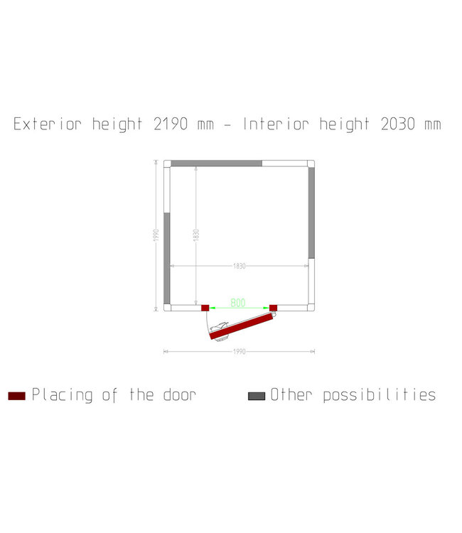 Diamond Kamer ISO 80, afm. int. 1830 x 1830 xh 2030 mm (6,8 m³)