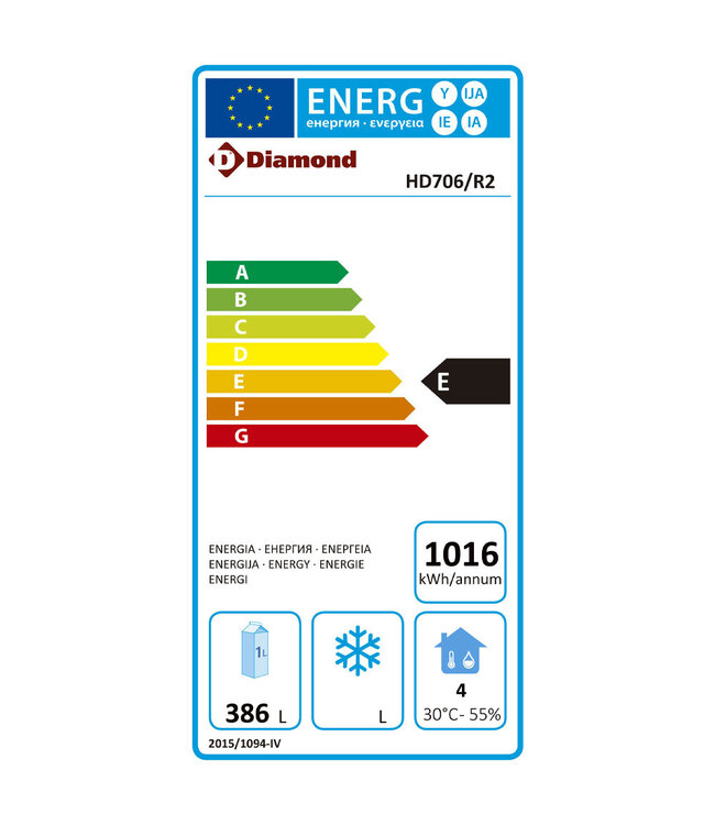 Diamond Vrieskast, geventileerd, 2 deuren (1100 liter)