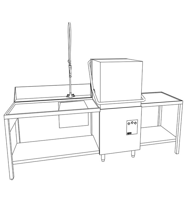 Diamond Kapvaatwasser mand 500x500 mm "Full Hygiene", met doorlopende ontharder