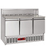 Diamond 3-deurs voorbereidingstafel GN 1/1, 380 Lit, gekoelde structuur 8x GN1/6-150 mm