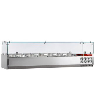 Diamond Gekoelde opzetstructuur 7x GN 1/4 - 150 mm, met glasopbouw