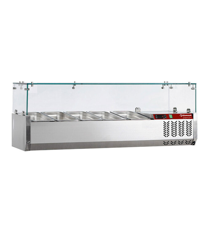Diamond Gekoelde opzetstructuur 4x GN 1/3 -150mm, met glasopbouw