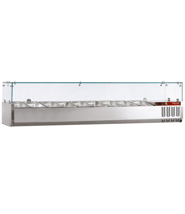 Diamond Gekoelde opzetstructuur 9x GN 1/3 - 150 mm, met glasopbouw
