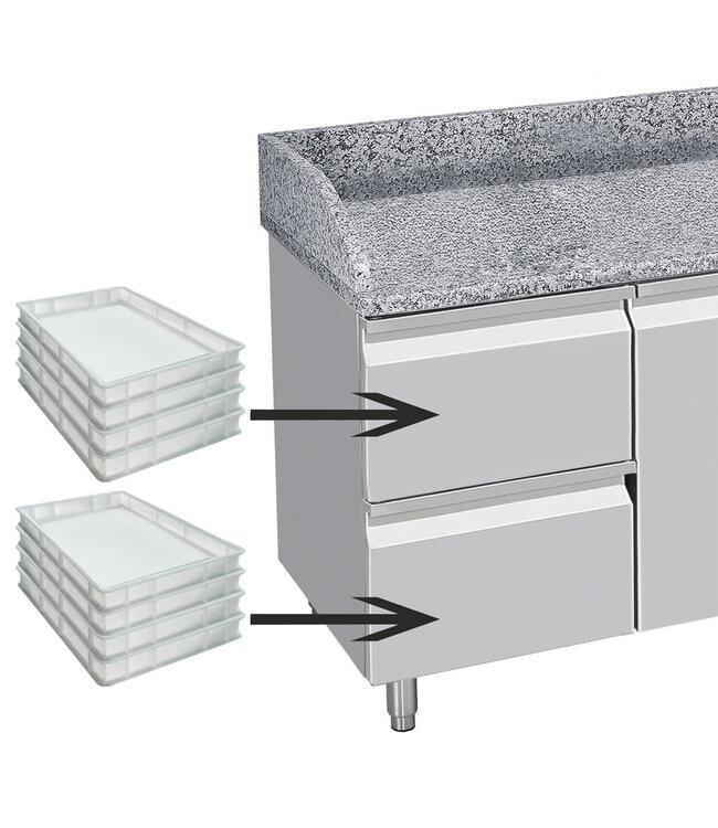 Diamond Koeltafel 3 deuren 600x400, 2 neutrale laden (8x bakken 600x400) + gereedschapslad