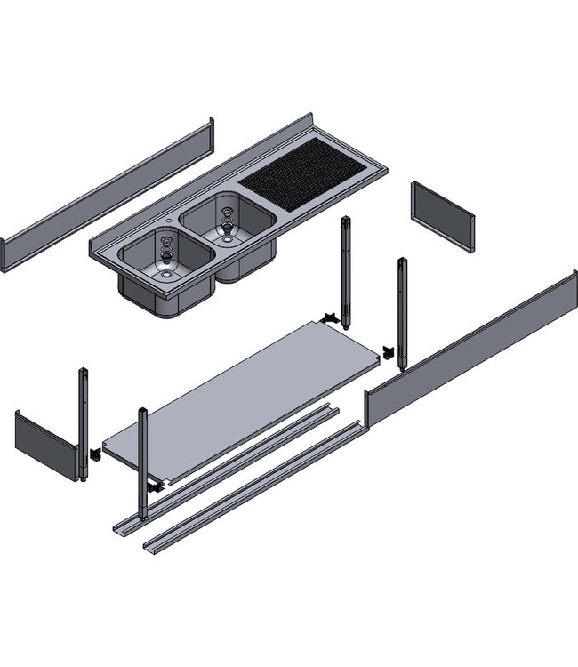 Diamond Spoeltafel met 1 kuip met onderstel
