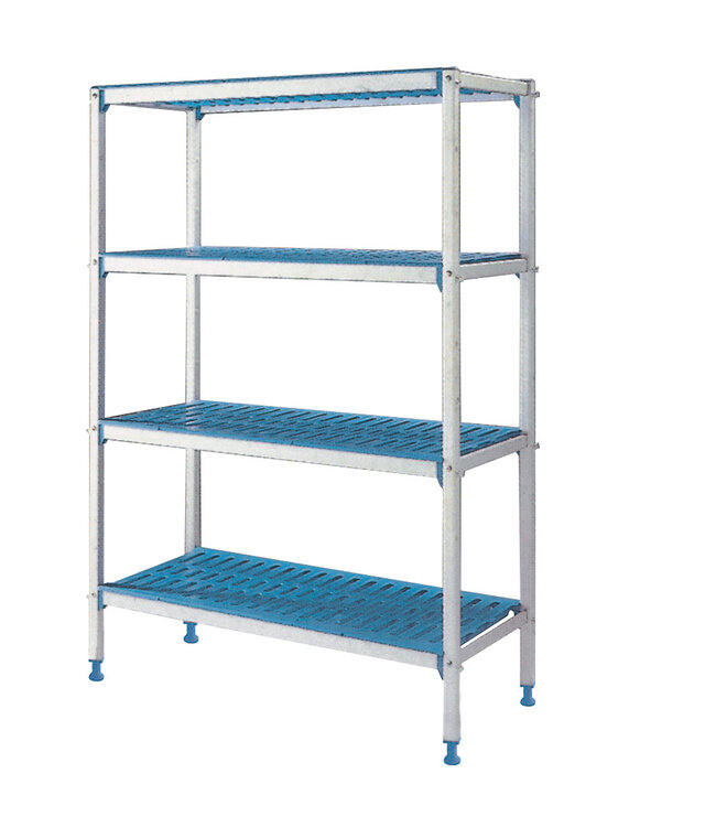 Diamond Lineaire rek in geanodiseerd aluminium 4 niveau's "Modular Rack" 129 cm
