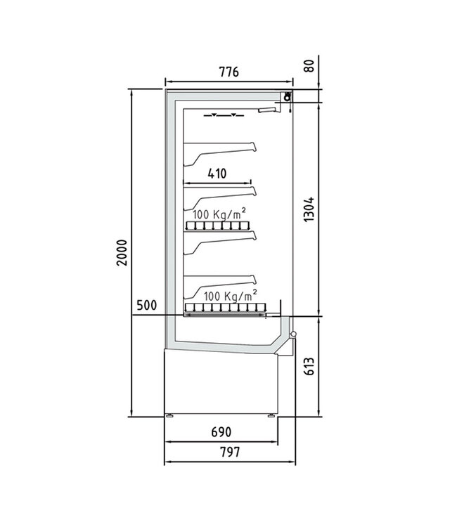Diamond Gekoeld wandmeubel, geventileerd met groep, 2 klapdeuren