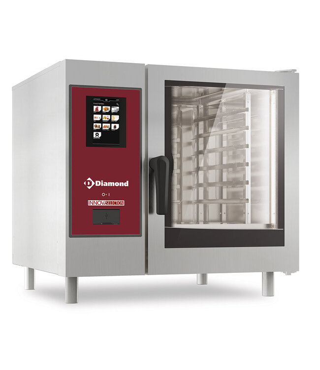 Diamond Gasoven, "TOUCH"directe stoom en convectie, 6x GN 1/1+Cleaning