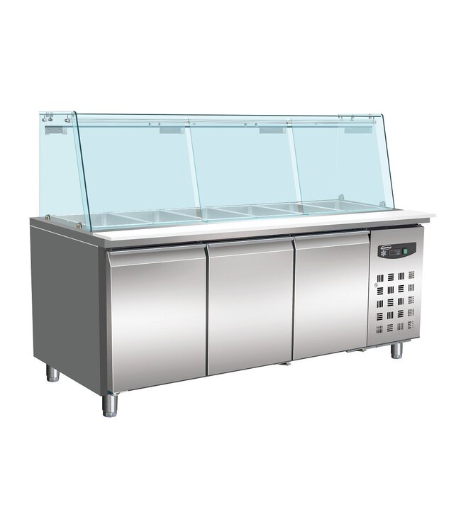 Combisteel 700 KOELWERKBANK GLAS RECHT 3D