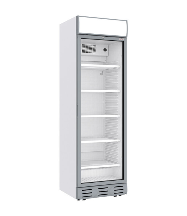 Diverso (by Diamond) Diverso Witte flessenkoelkast 382L met lichtbak – LED – slot – dubbelglas deur – 595x650x2000 mm