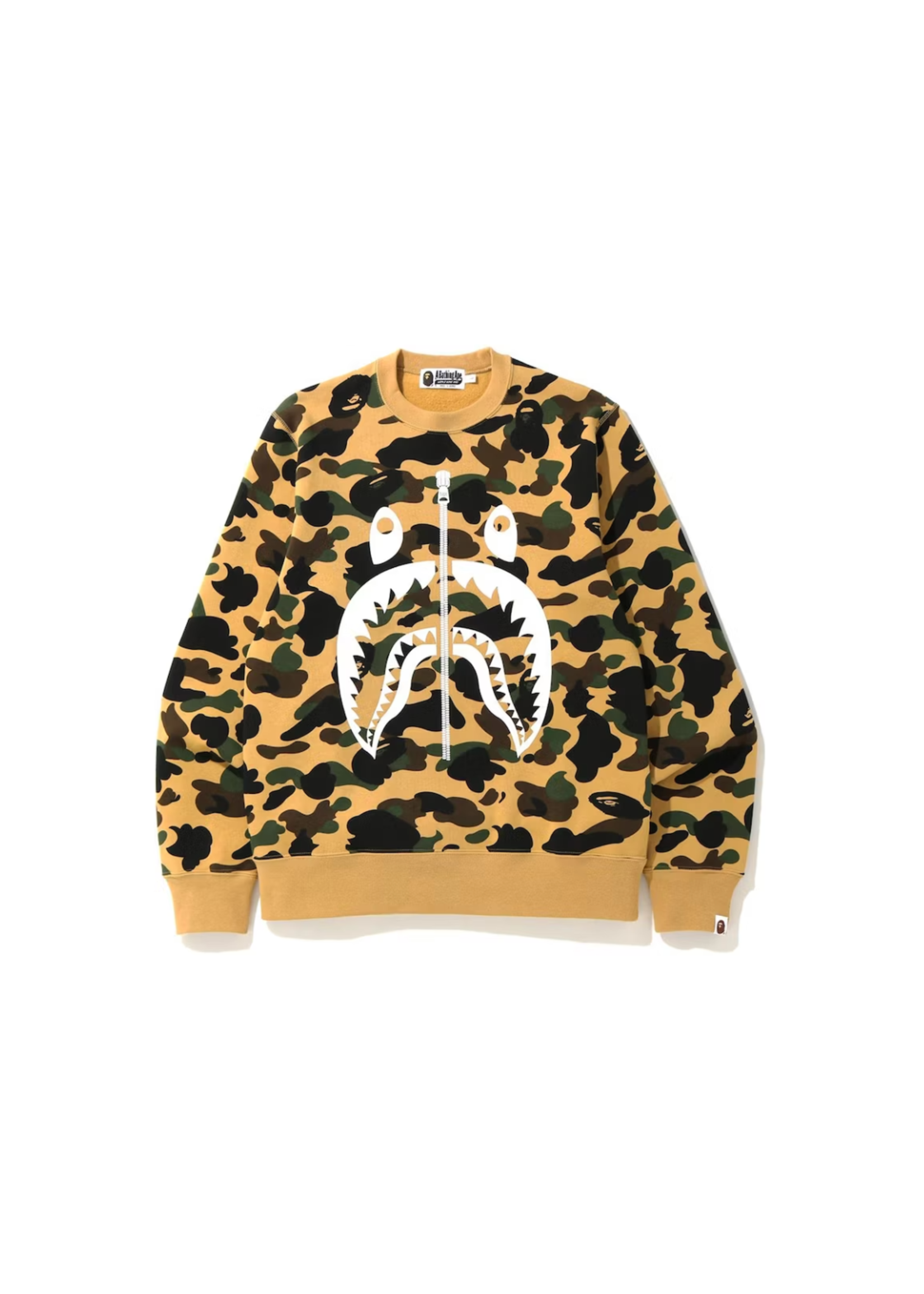 Bape BAPE 1st Camo White Shark Crewneck Yellow