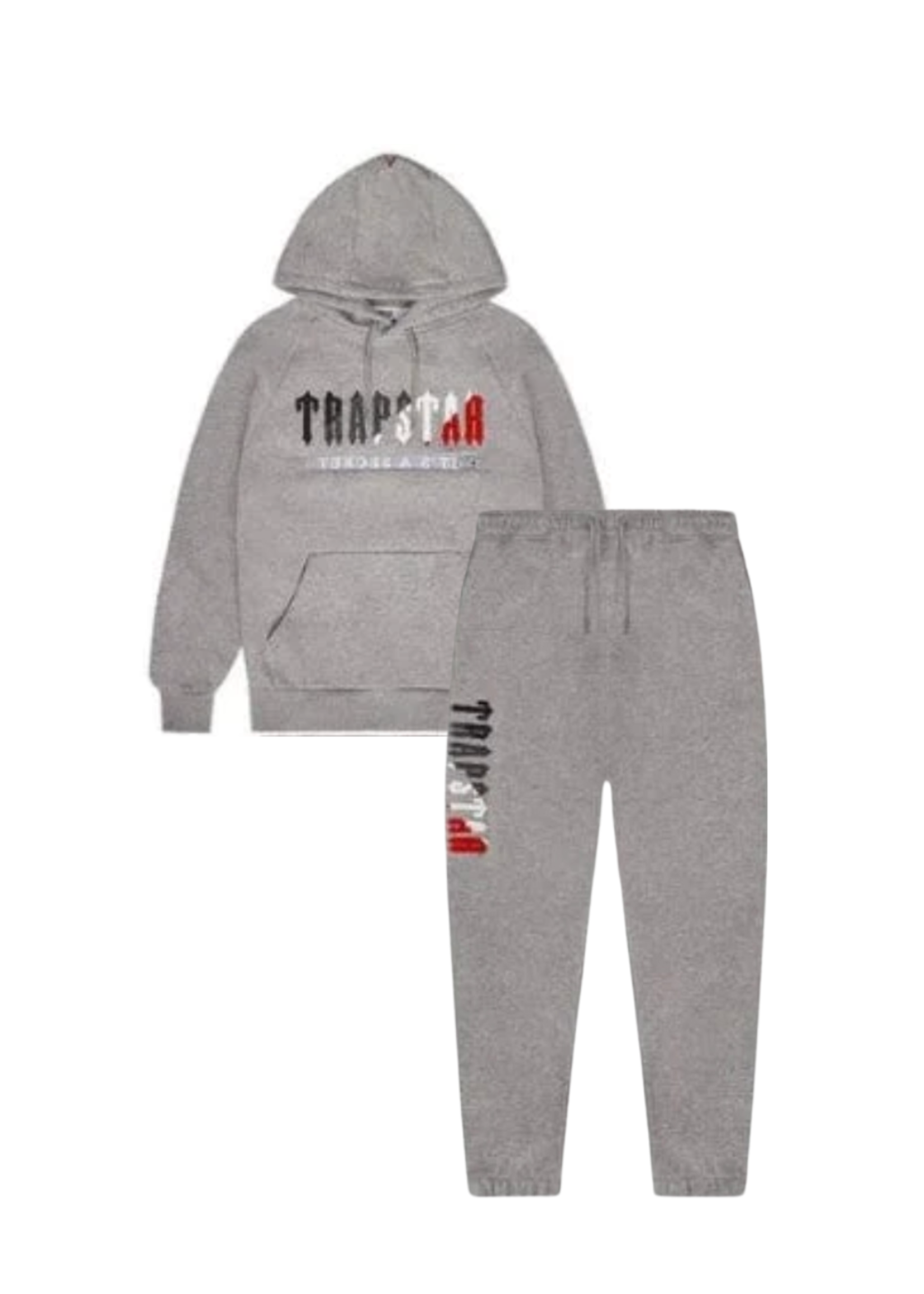 Trapstar Trapstar Chenille Decoded Hooded Tracksuit Grey / Red
