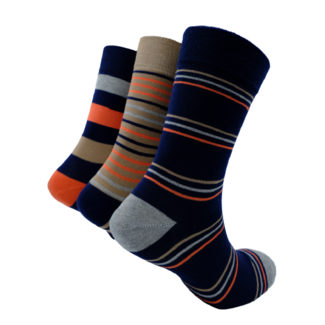 The Sockmaker Bamboo herensokken - Navy with grey stripes