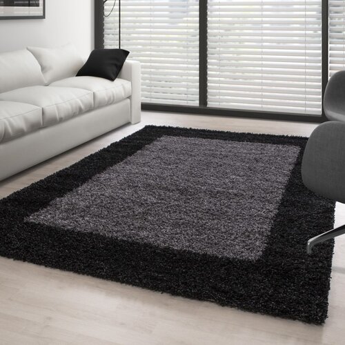 Hochflor Teppich - Candy Shaggy Anthrazit - Kariert