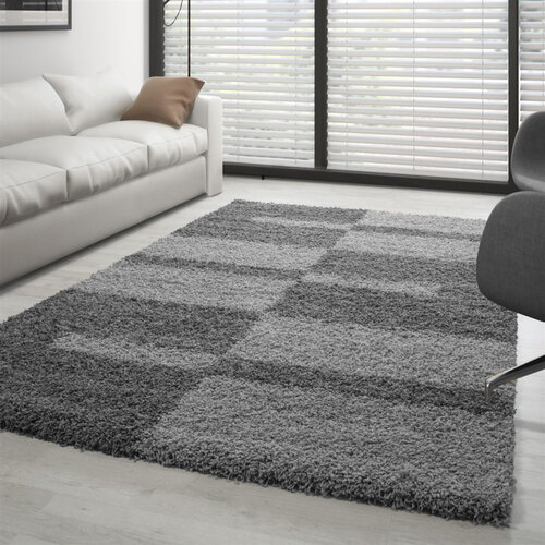 Manhattan Hochflor Shaggy Teppich - Grau