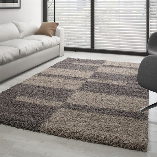 Manhattan Hochflor Shaggy Teppich - Taupe / Braun