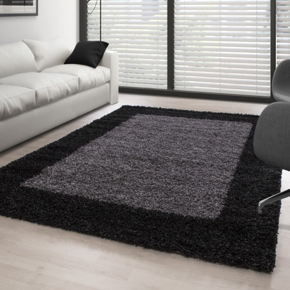 Hochflor Teppich - Candy Shaggy Bordüre Anthrazit Hochflor Teppich - Candy Shaggy Bordüre Anthrazit