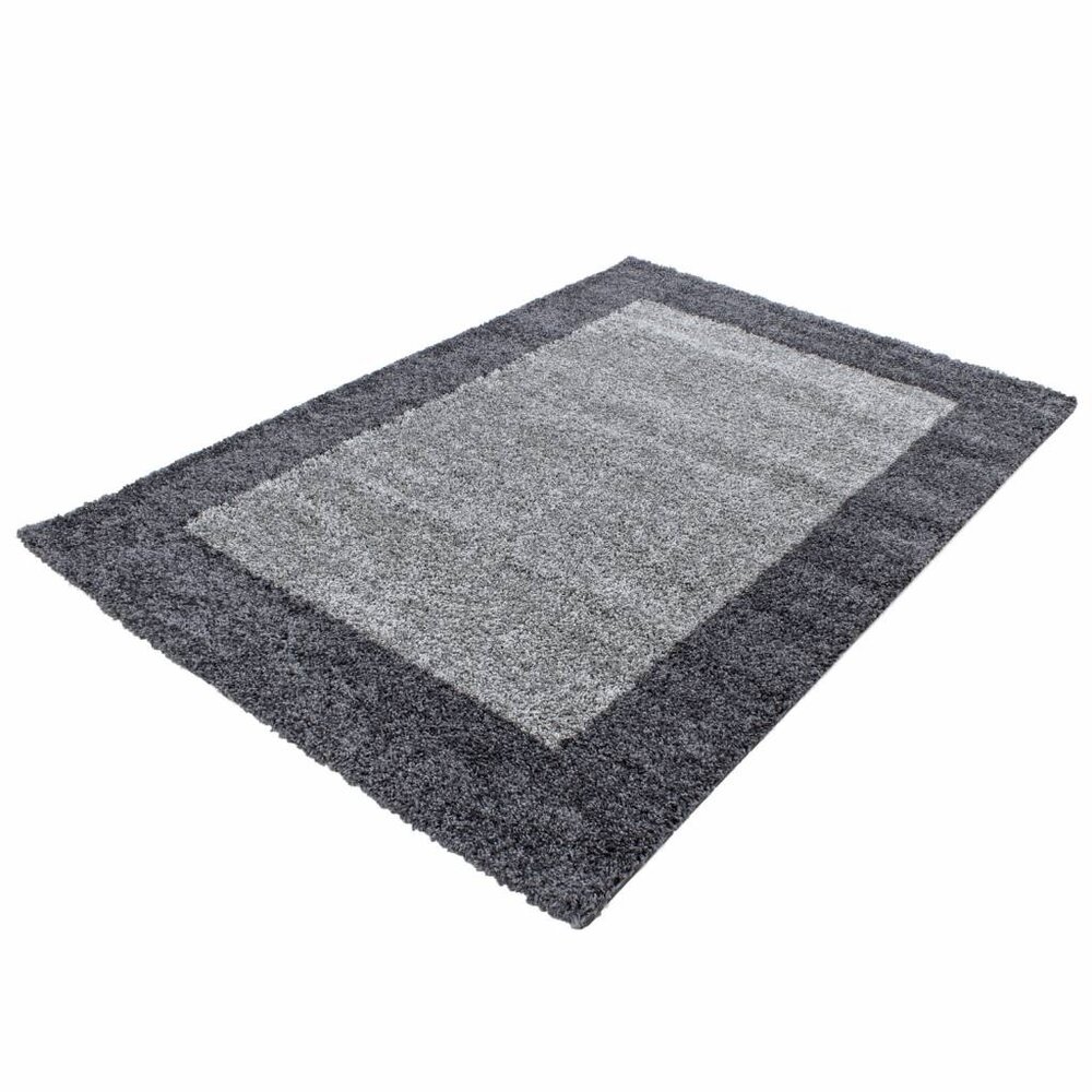 Hochflor Teppich - Candy Shaggy Bordüre Grau Hochflor Teppich - Candy Shaggy Bordüre Grau