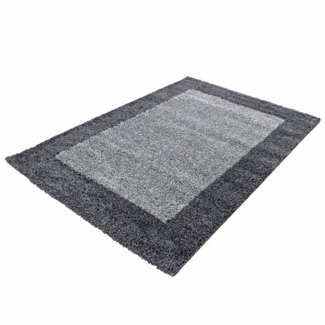 Hochflor Teppich - Candy Shaggy Bordüre Grau Hochflor Teppich - Candy Shaggy Bordüre Grau