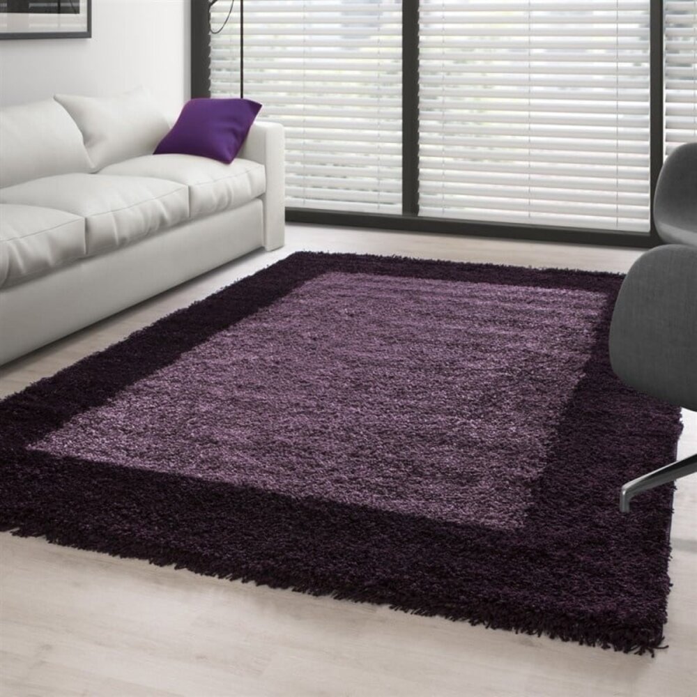 Hochflor Teppich - Candy Shaggy Bordüre Lila