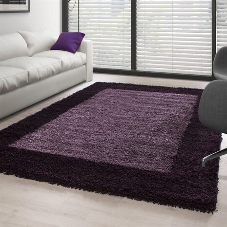 Hochflor Teppich - Candy Shaggy Bordüre Lila