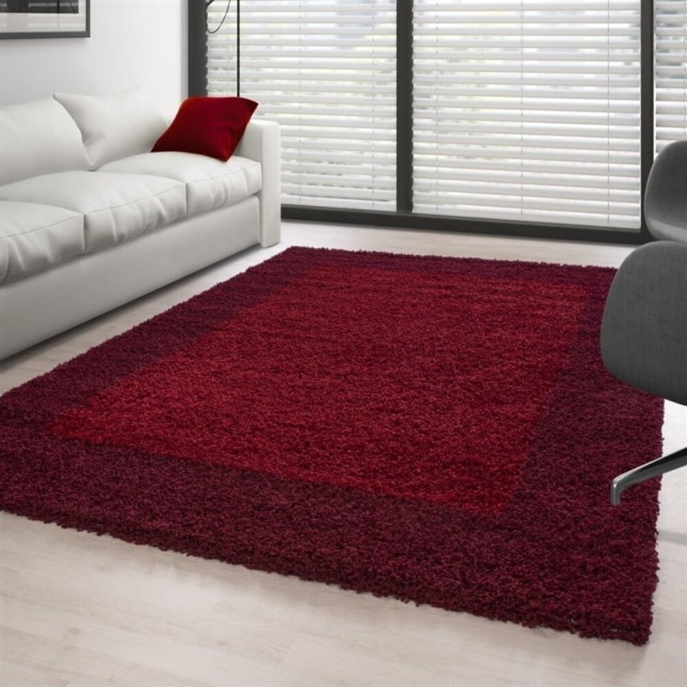 Hochflor Teppich - Candy Shaggy Bordüre Rot