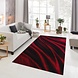 Moderner Teppich - Torino Wave Rot/Schwarz Moderner Teppich - Torino Wave Rot/Schwarz