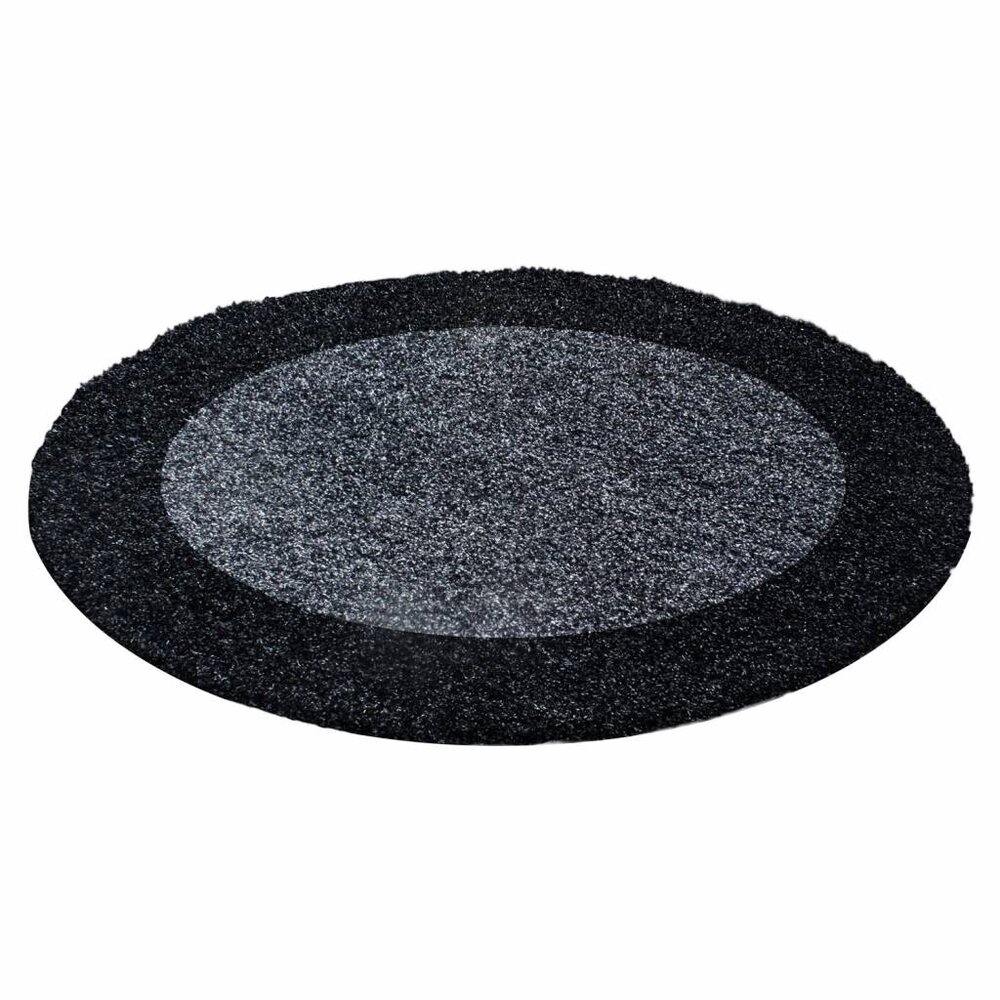 Hochflor Teppich Rund - Candy Shaggy Bordüre Anthrazit Hochflor Teppich Rund - Candy Shaggy Bordüre Anthrazit